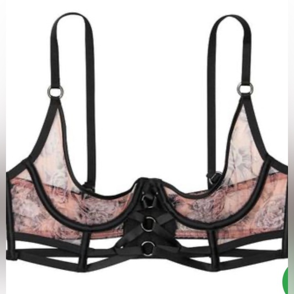 Victoria Secret Very Sexy Luxe Rose Bra Quarter Cup Crisscross Cutouts 34DDD 34F - Picture 4 of 13